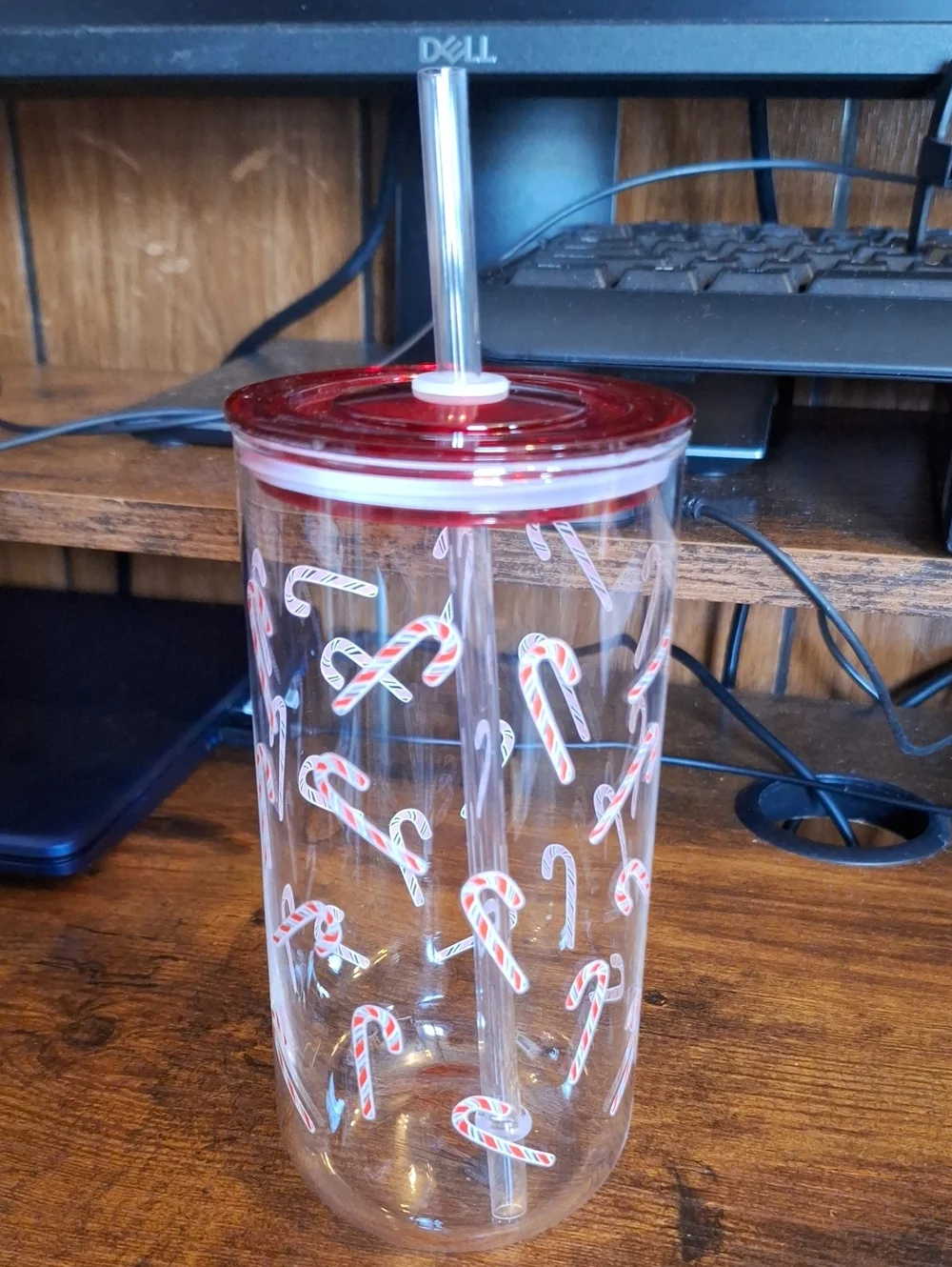Candy Cane Holiday Tumbler with Straw